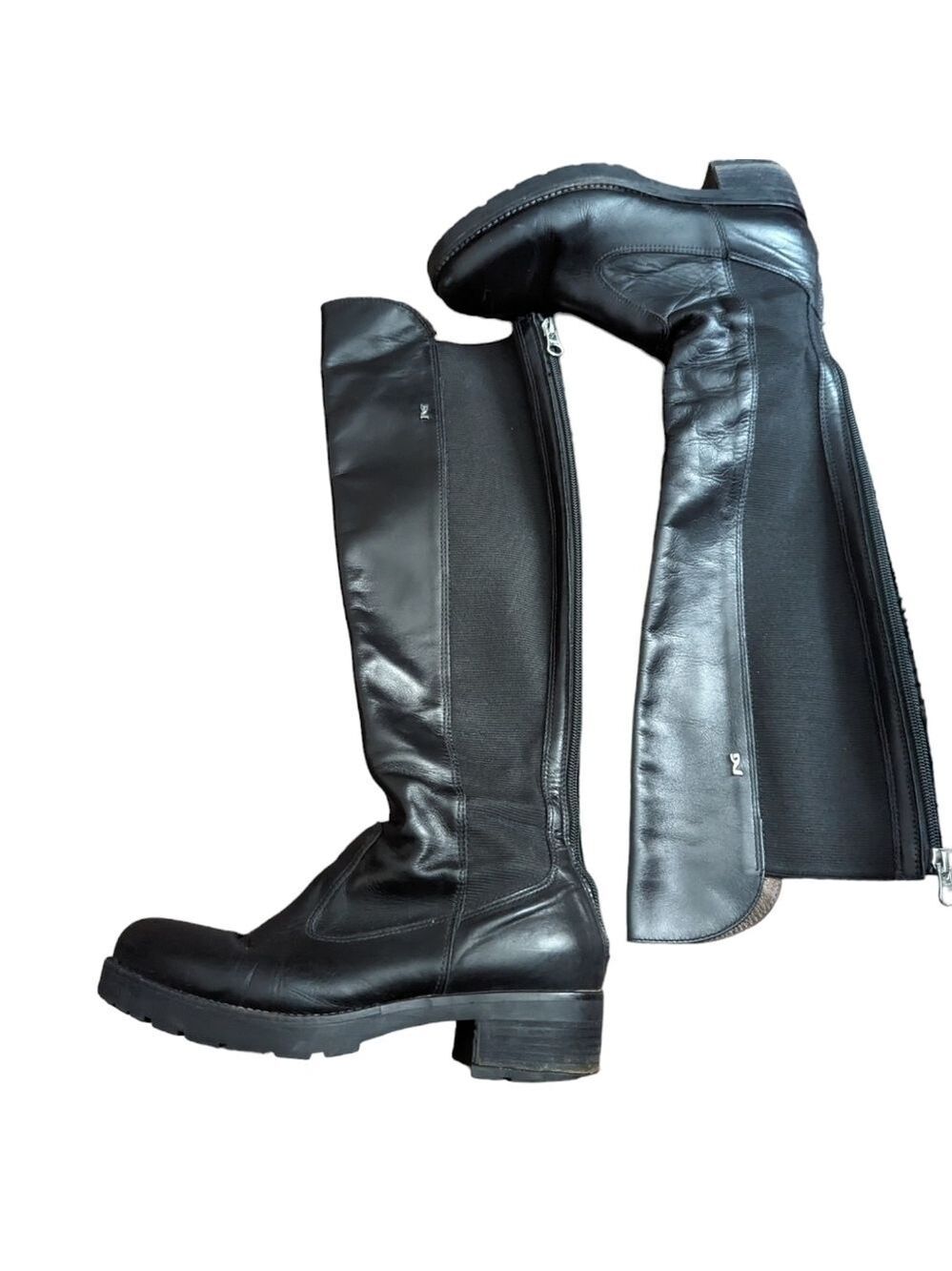 Nero Giardini Womens Black Italian Leather Knee High Boots